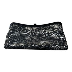 Ann Taylor Elegant Black Lace Clutch With Slide Snap Closure